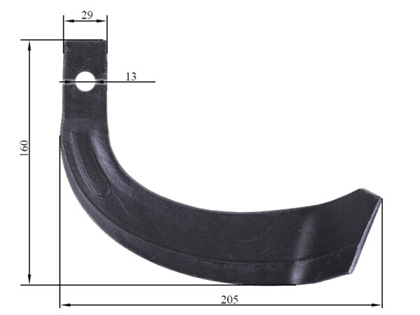 Нож фрезы правый 550GR 160*205 мм