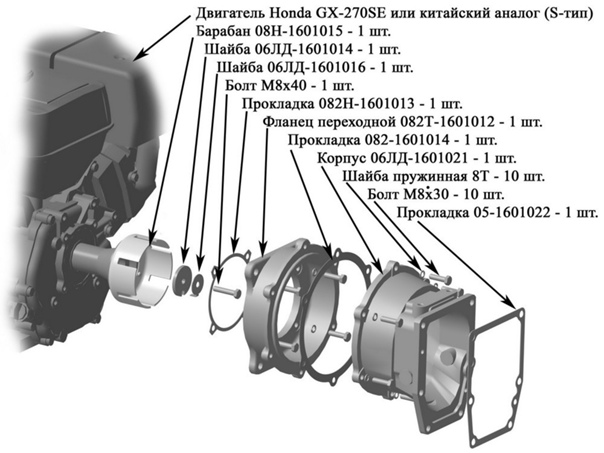 Переходной комплект для под импортный двигатель минитрактора МТЗ (082 .
